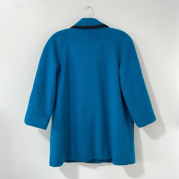 Vintage London Fog 100% Wool Winter Jacket Pea Coat Buttoned Teal Blue Size 6P - Picture 3 of 10